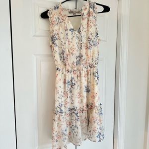 White, Pink, Blue floral dress short, size small, Bridal/Baby shower